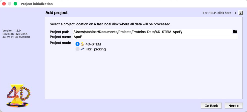 The Add project page of the startup wizard with numbered regions