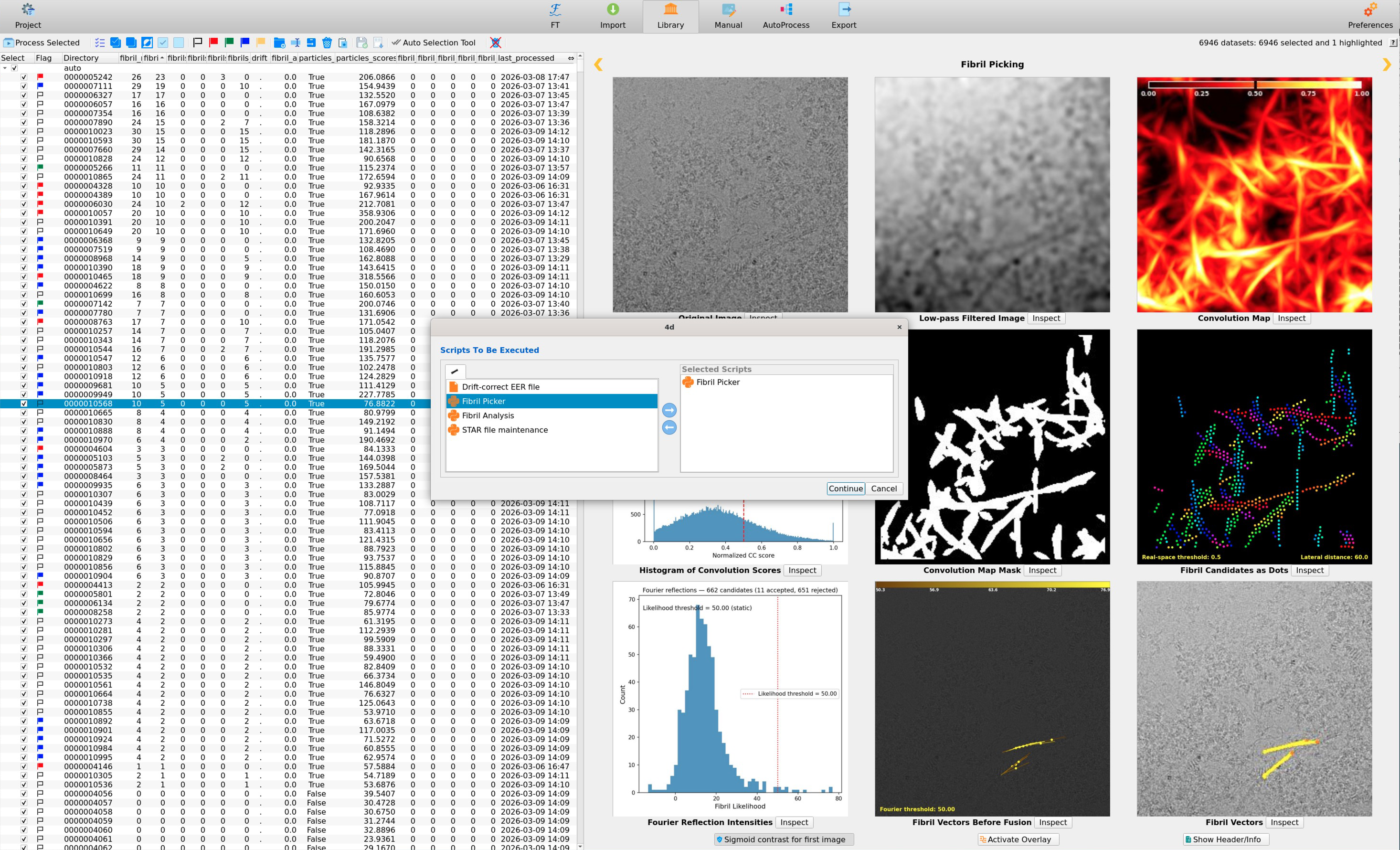 Selecting the scripts to be executed on the selected datasets