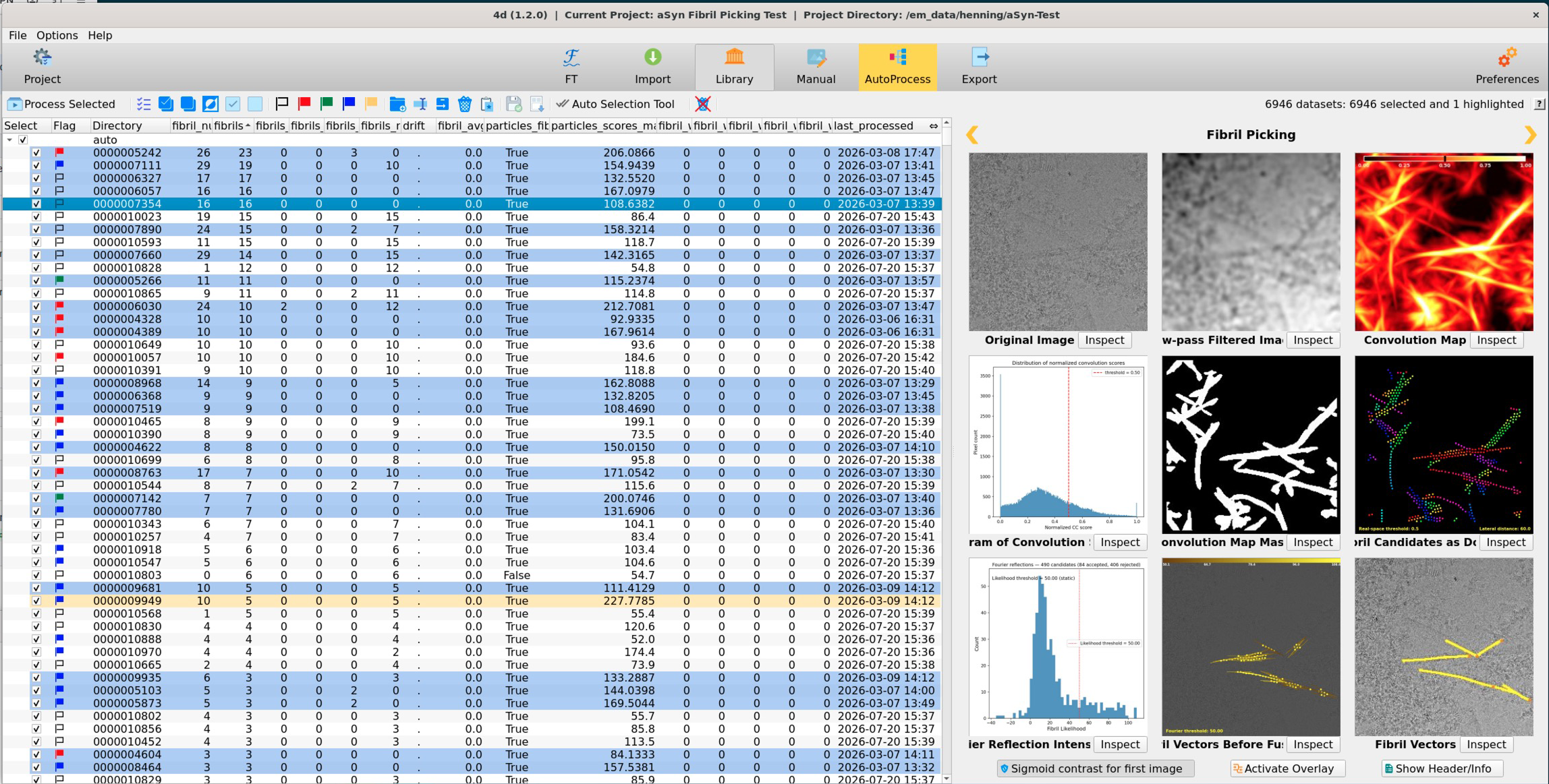 The Library table during processing, with queued, running and finished rows