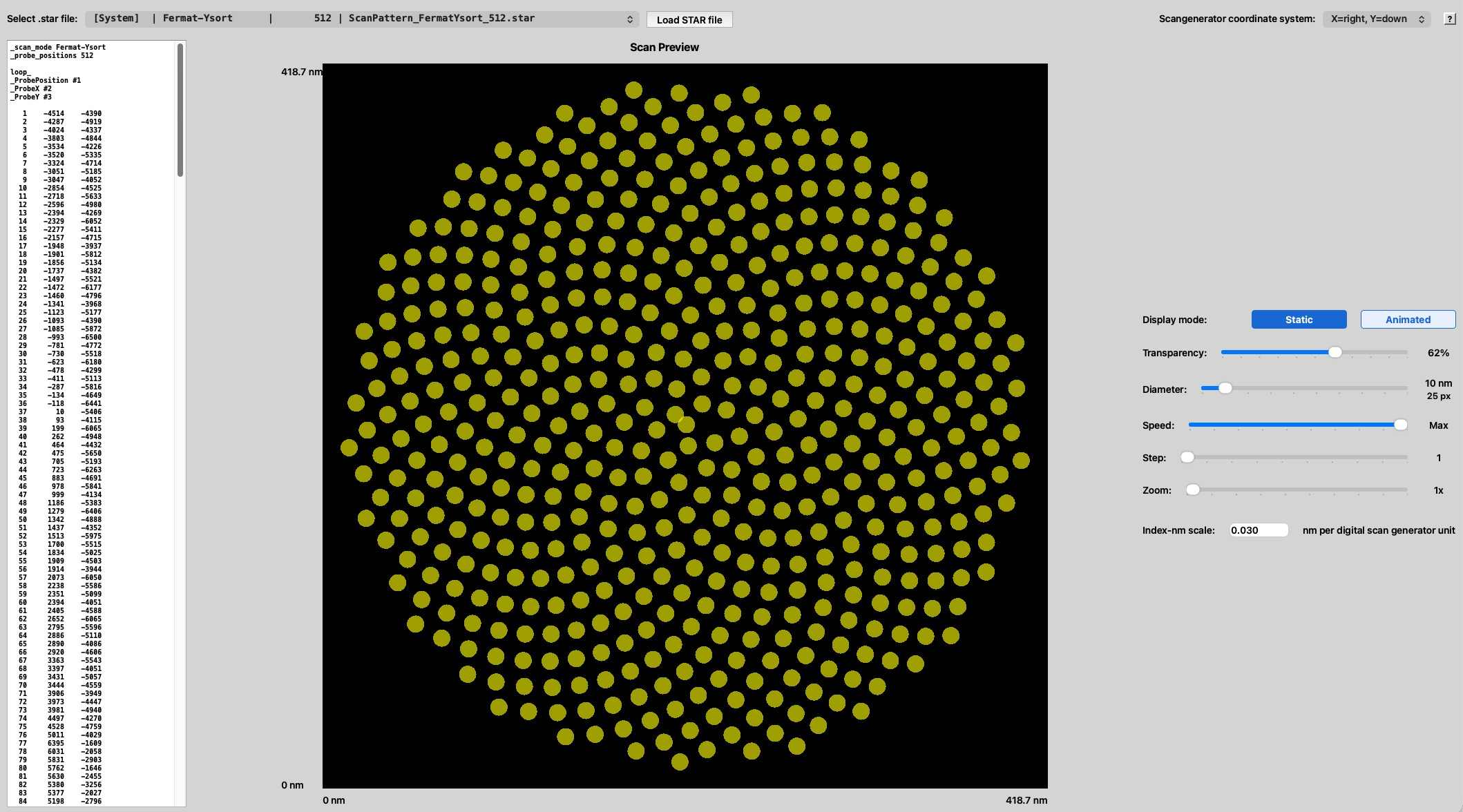 The ScanInspect window with numbered regions