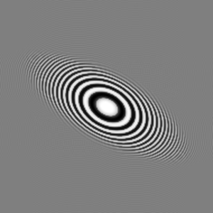 Astigmatic real-space PSF stretched into an ellipse